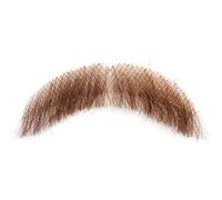 Fake Beard 4x1'' Lightweight Human Hair with Invisible Mesh, Realistic Mustache Handlebar Thick Manly Skin-Friendly Mustache for Man Women Halloween Cosplay Costume, Brown