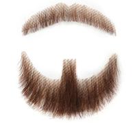 Fake Beard Human Hair Realistic Beard Fake Mustache Invisible Facial Hair Costume Lace for Men Dressing Halloween Cosplay Costume Party, BrownFake