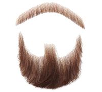 Fake Beard Human Hair Realistic Beard Fake Mustache Invisible Fake Facial Hair Costume Beard Lace Beard for Men Dressing Halloween Cosplay Costume Party Brown Fake Beard