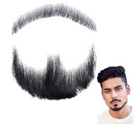 Fake Beard, Realistic Human Hair Fake Beards, Invisible Fake Facial Hair, Fake Mustache Beard, Lace Goatee Costume for Halloween Cosplay Costume Party(Black)