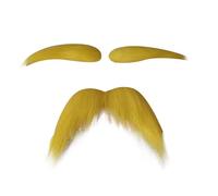 Fake Beard, Yellow Mustache and Eyebrows Fake Beard, Stick on Moustache, Lorax Costume Mustache, Self-Adhesive False Beards for Adult Men Women Fancy Costumes Party Dress Up Cosplay