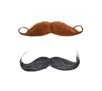 Fake Beards 2 Pcs Fake Mustaches Self Adhesive Curly Fancy Dress Moustache Black and Brown Old Man Detective Moustache, for Halloween Masquerade Fancy Dress Party Christmas Party A5WSBZHZ