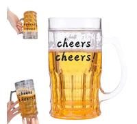 Fake Beer Glasses,400ml Double Layer Funny Beer Stein,Fake Double Beer Mugs with Handles Mezzanine,Large Capacity Funny Prank Drinking Cup,Realistic Prank Cup for Bars Beverages,Prank and Parties