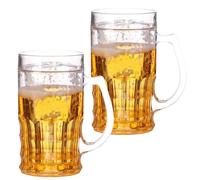 Fake Beer Glasses, 400ml Double Layer Funny Beer Stein, Fake Double Fake Beers Mug with Mezzanine, Funny Beer Mug with Handles, Leak-Proof Insulated, Realistic Prank Cup for Bars Beverages (2Pcs)