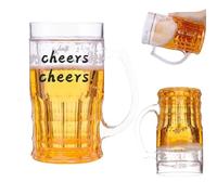 Fake Beer Mug, 15x8.5cm Double Layer Funny Beer Mug, Realistic Plastic Fake Beer Mugs with Handles Mezzanine Model Beer for Bar Beverages Pranks, Parties & Novelty Decor