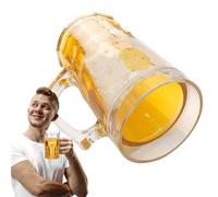 Fake Beer Mug | Double Layer Funny Fake Beer Cup,Dishwasher Safe Creative Model Desk Ornaments Prank Toy for Women Men Friends Boys Family
