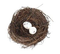 Fake Bird Nest, Simulate Rattan Woven Birds Nest, Natrual Realistic 4 Inch Bird Nests with 2 Bird Eggs for Garden Yard Home Party Easter Decor
