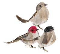 Fake Birds Decor 3pcs Feather Sparrow Ornaments for Bird House