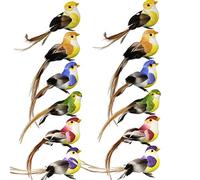 Fake Birds For Crafts, Realistic Artificial Foam Bird, 12 Small Birds Clip Colourful Artificial Foam Birds Artificial Bird Decoration Tree Ornament Garden Bird Ornaments