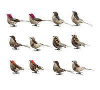Fake Birds Garden Ornament Artificial Birds Colourful Bird Clip Fake Simulation Birds With Clip Garden Spring Decorations 12Pcs