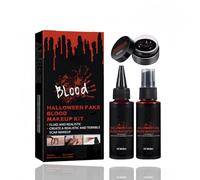 Fake Blood Halloween Makeup Kit,Realistic Washable Special Effects SFX Makeup with Coagulation Drops,Fake Blood Spray and Fake Blood Cream,Clothes,Zombie Vampire Monster Cosplay,Halloween Makeup