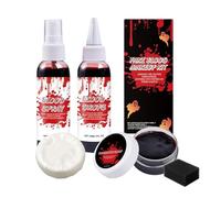 Fake Blood Kit - Realistic Blood Spray for Halloween Dress Up | Washable Drops with Cleansing Soap, Themed Vampire Zombie Role Play Makeup, Stage Performance Film Costume Accessories