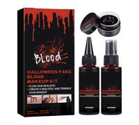 Fake Blood Makeup Kit, Fake Blood Spray + Dripping Blood + Coagulated Blood | Washable SFX Fake Blood Makeup Set for Clothes, Face, Zombie, Vampire, Monster Cosplay & Dress Up