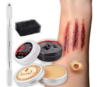 Fake Blood Scar Wax SFX Makeup Kit, Liquid Latex Special Effects, Fake Scar Wound Skin Wax, Halloween Face Paint Body Paint for Zombie Monster Vampire Cosplay