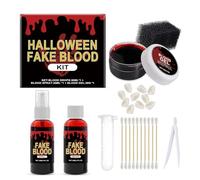 Fake Blood Set, 30ml Fake Blood Spray and 30ml Dripping Blood and 30g Coagulated Gel Blood, Halloween Washable Fake Blood Makeup for Clothes, Zombie, Vampire Cosplay & Dress Up (1PC)