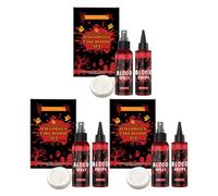 Fake Blood Set, 50ml Fake Blood Spray and 50ml Dripping Blood, Halloween Washable Fake Blood Makeup for Clothes, Zombie, Vampire Cosplay and Dress Up (3PC)