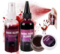 Fake Blood Set SFX Makeup Kit, 60ml Fake Blood Spray + 60ml Dripping Blood +30ml Coagulated Blood,Halloween Special Effects Makeup for Zombie,Vampire Cosplay & Dress Up (3pcs)