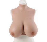 Fake Boobs False Breasts Silicone Breast Forms High Collar Elasticity Silicone Filling Breast For Transgender Drag Queen Cosplay,Ivory White,C