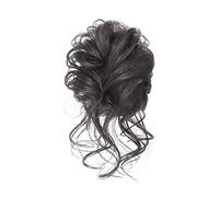 Fake Bun Bun Ponytail Chignon Brazilian Human Hair Curly Wavy Messy Extensions Pieces for Women Piece Women(Brown black)