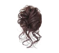 Fake Bun Bun Ponytail Chignon Brazilian Human Hair Curly Wavy Messy Extensions Pieces for Women Piece Women(Dark brown)