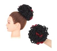 Fake Bun Dreadlocks Bun Afro Puff Drawstring Ponytail Hair Chignon Faux Nu Locs Extensions Women(1B-Bug)
