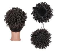 Fake Bun Messy Curly Fluffy Bun Hair Piece Tousled Updo Elastic Drawstring Ponytail Extension Synthetic Scrunchies Women(4A)