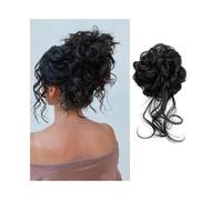 Fake Bun Messy Fluffy Bun Hair Pieces Synthetic Wavy Curly Elastic Updo Chignon Fake Ponytail Extension Women(2)