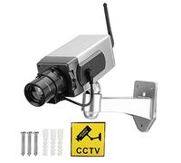 Fake Camera, Outdoor Indoor Power Simulation Fake Dummy Camera, Security CCTV LED Flashing Light, ABS Quality Material, Silver
