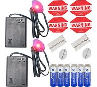 Fake Car Alarm, Dummy Car Alarm,(Batteries Included), LED Light Simulate Imitation Security System, Warning Anti-Theft Flash Blinking Lamp, with Warning Decals (with Dusk to Dawn Sensor)2Pack, Red