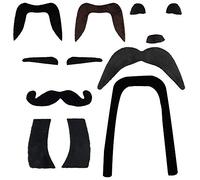 Fake Charlie Chaplin Moustache and Eyes Brows Fancy Dress Accessory Set - Fake Black Eyebrows Plus Fake Toothbrush Moustache - Stick on Moustache and Selfadhesive Eyebrows Costume Set (Pack of 3)