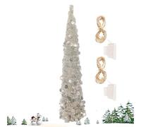Fake Christmas Tree,Sparkly Tree with Round Sequins LED Colorful Lights - 5Ft Plants Decoration for Indoor Bedroom Desktop Porch Outside Halloween Decorating