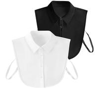 Fake Collar Detachable Collar for Women, [2Pieces White+Black] Shirt Collar Dickey Collar, Half False Blouse Collar for Women & Girls Favors (M), White ＆ Black, One Size