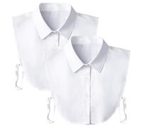 Fake Collar Detachable Dickey Collar Blouse Half Shirts Peter Pan Faux False Collar for Women & Girls Favors, White, 2 Pack, One Size