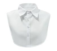 Fake Collar for Women, White Collar Detachable of Shirt, Square Neck False Half Shirt Blouse, Four Buttons, Adjustable Bust, Suitable for Dresses, Sweaters, Short Sleeves, And Work Clothes (One Size)