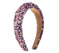 Fake Crystal Headband Girls Women Artificial Embellished Wide Band Colorful Elastic Anti-slip Luxury Fashion Ladies Hair Royal Blue