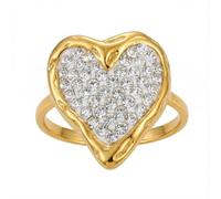 Fake Cubic Zircon Heart Statement Ring for Women Titanium Stainless Steel Love Hearts Wedding Engagement Promise Finger Bands Dainty Holiday Birthday Jewelry for Lover Her 6-8 Size Eternity Rings, 6-8