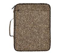 Fake Dark Tan Glitter File Storage Organizer 7 Pockets A4 Letter Size with Zipper Closure for Office Supplies Folder with Dividers para guardar documentos
