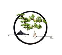 Fake Decoration Chinese-style Simulated Welcoming Pine Mural Decoration for Living Room Walls and Home Furnishings Artificial Bonsai Tree(Large)