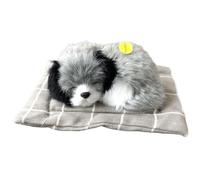 Fake Dog, 6.7x5.1 Inch Plush Sleeping Dog on Pad with Woof Sounds, Cute Mini Breathing for Kids Friends and Family on Birthday Children's Day and Festival Fake Puppy Breathing Plush Sleeping