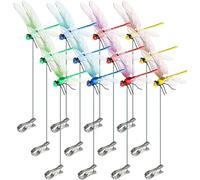 Fake Dragonfly Clip,Clip Dragonfly Garden Decorative,Dragonfly Clip Bug Repellent,Waterproof Outdoor Fake Dragonfly Rod Clip,Cute Dragonfly Hat Clip Decor,Terrace Decoration Gardening (Mixed-12pcs)