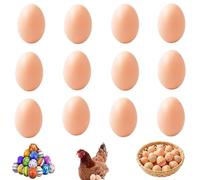 Fake Eggs, 12 Pcs Artificial Plastic Eggs for Kids, Easter Eggs for Kids, Rubber Egg for Crafts Arts Imitation Dummy Eggs, Helps Encourage Laying or Prevent Eating Eggs, Craft and Home Decoration