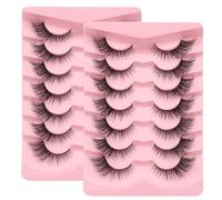 Fake Eyelashes 2 Pack/14 Pairs Fluffy Mink Lashes 3D Natural Look Wispy Eye Lashes Faulse Eyelashes Extension for Eye MakupLashes