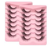 Fake Eyelashes Cat Eye Lashes Wispy 2 Pack/14 Pairs Fluffy Mink Lashes 3D Natural Look Wispy Eye Lashes Faulse Eyelashes Extension for Eye Makup