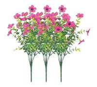 Fake Faux Plant Artificial Flowers for Outdoors, Uv Resistant Silk Flowers Daisies Decoration for Wedding Window Boxes Summer Indoors Gardens Home Grave Decor, 3 Bundles (A)