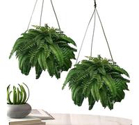 Fake Ferns Artificial Plants, Outdoor UV Resistant Plastic Greenery Bushes Shrubs Faux Fern Plants Fake for Home Garden Patio Indoor Outdoor Decoration(38leaves,2pcs)