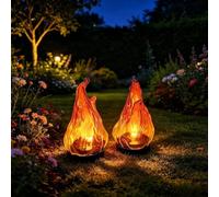 Fake Fire Flame Hanging Lamp Decoration, Outdoor Solar Lanterns, Artificial Flickering Flame Campfire 3D Decorative Night Light, Solar Lantern Outdoor for Balcony Backyard Patio Garden Yard Porch