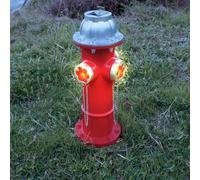 Fake Fire Hydrant Statues for Dogs to Pee On, Yard Fire Hydrant Pee Post for Dogs with 4 Stakes, 14.5" Solar Light Fire Hydrant with Glowing Paw Prints for Garden Statues Lawn Outdoor Decorations