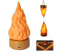 Fake Fire Lamp,USB Rechargeable Flameless Candles with Flickering Flame,3D Fake Fire Night Light with 3 Modes,Led Fake Fireplace Light for Patio Outdoor Camping Halloween Christmas Table Yard Decor
