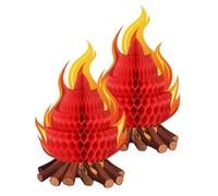Fake Fire Pit, Three-Dimensional Cardboard Artificial Decoration - 2 Pieces of Firework Flames - for Dinners, Beach, Patio, Terrace, Balcony, Weddings, Table, Living Room, Home and Receptions