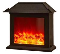 Fake Fireplace Decorative LED Flame Effect Fireplace, USB/Battery Operated Mini Electric House-Shaped Ornament for Living Room, Balcony, Garden